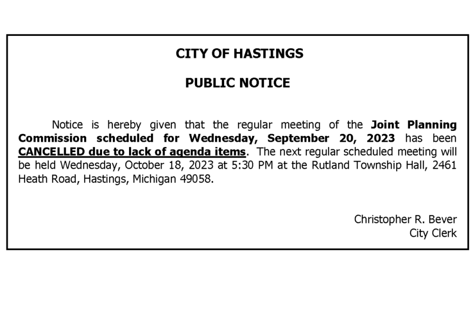 JPC Meeting Cancellation 09 20 2023 JPC Meeting Cancellation 09 20 2023 Announcement Image