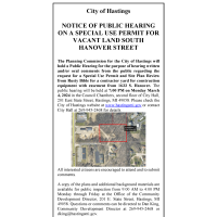 Image of Public Notice - Special Use Permit for vacant land south Hanover street.