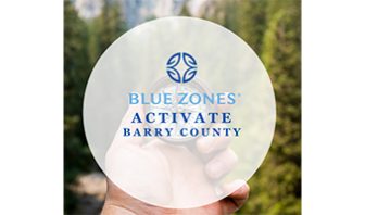This is the logo for Blue Zones - Activate Barry County.